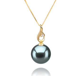 Colgante de perlas Perla Tahití de calidad AAA de 10 a 11mm en color Negro