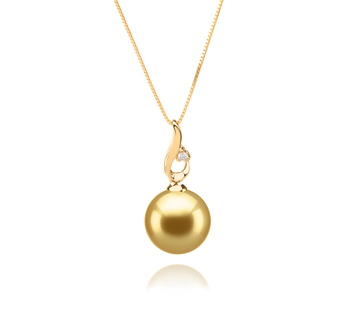 Colgante de perlas Mar del Sur de calidad AAA de 10 a 11mm en color Oro