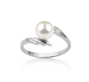 Anillo de perlas Perla Akoya Japonesa de calidad AAA de 6 a 7mm en color Blanco