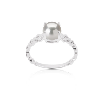 Anillo de perlas Perla de Agua Dulce de calidad AAAA de 7.5 a 8mm en color Blanco