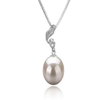 Colgante de perlas Perla de Agua Dulce de calidad AAA de 10 a 11mm en color Blanco