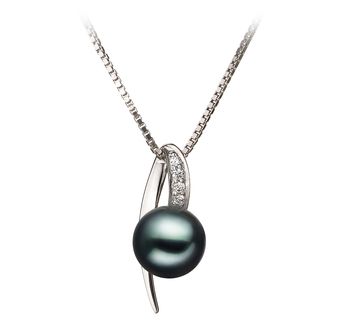 Colgante de perlas Perla Akoya Japonesa de calidad AA de 7 a 8mm en color Negro