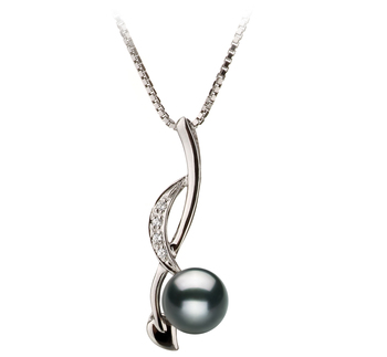 Colgante de perlas Perla Akoya Japonesa de calidad AA de 6 a 7mm en color Negro