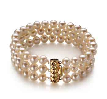 Pulsera de perlas Perla de Agua Dulce de calidad AA de 6 a 7mm en color Blanco