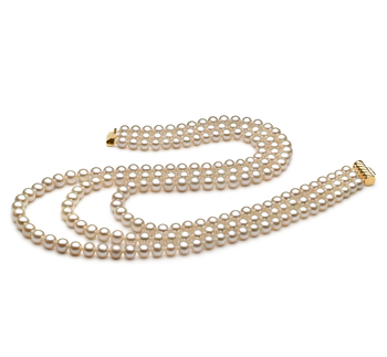 Collar de perlas Perla de Agua Dulce de calidad AA de 6 a 7mm en color Blanco