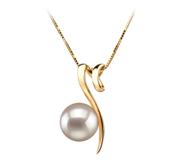 Colgante de perlas Perla Akoya Japonesa de calidad AA de 8 a 9mm en color Blanco