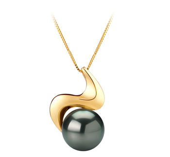 Colgante de perlas Perla Tahití de calidad AAA de 10 a 10.5mm en color Negro