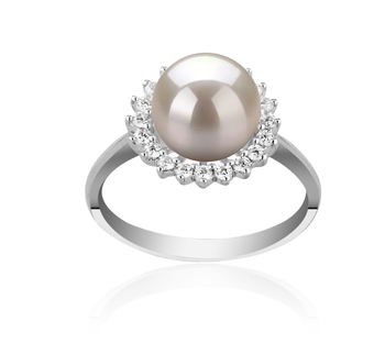 Anillo de perlas Perla de Agua Dulce de calidad AAAA de 8 a 9mm en color Blanco