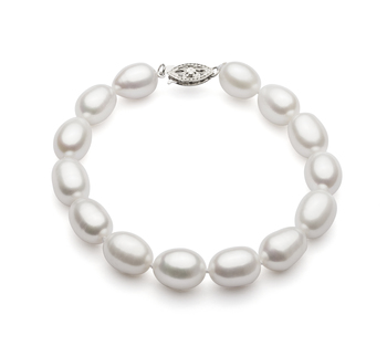Pulsera de perlas Perla de Agua Dulce de calidad AA de 8.5 a 9.5mm en color Blanco