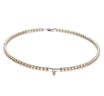 Collar de perlas Perla de Agua Dulce de calidad A de 3 a 4mm en color Blanco