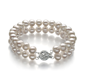 Pulsera de perlas Perla de Agua Dulce de calidad A de 6 a 7mm en color Blanco