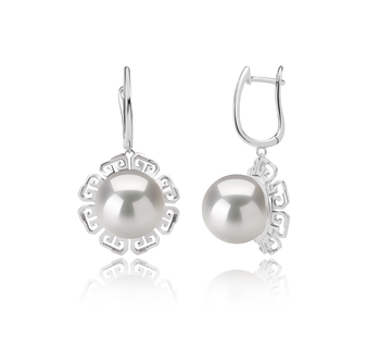Par de pendientes de perlas Perla Agua Dulce - Edison de calidad AA+ de 12 a 13mm en color Blanco