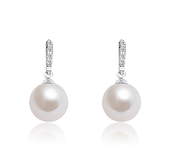 Par de pendientes de perlas Perla Agua Dulce - Edison de calidad AA+ de 12 a 13mm en color Blanco