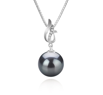 Colgante de perlas Perla Tahití de calidad AAA de 9 a 10mm en color Negro