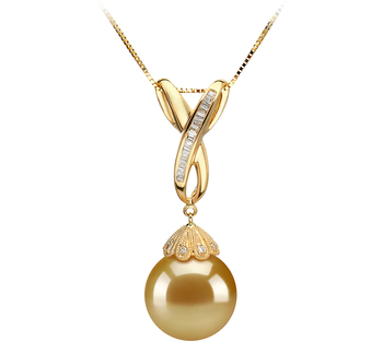 Colgante de perlas Mar del Sur de calidad AAA de 12 a 13mm en color Oro