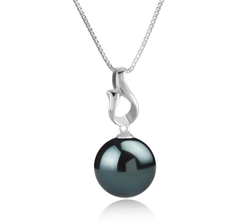 Colgante de perlas Perla Tahití de calidad AAA de 11 a 12mm en color Negro