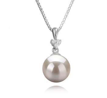Colgante de perlas Perla Akoya Japonesa de calidad AA de 8 a 9mm en color Blanco
