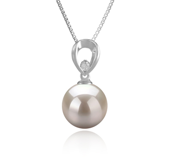 Colgante de perlas Perla de Agua Dulce de calidad AAAA de 10 a 11mm en color Blanco
