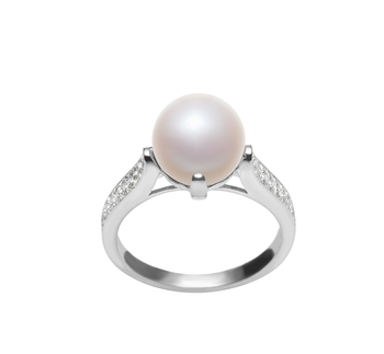 Anillo de perlas Perla de Agua Dulce de calidad AAA de 8 a 9mm en color Blanco