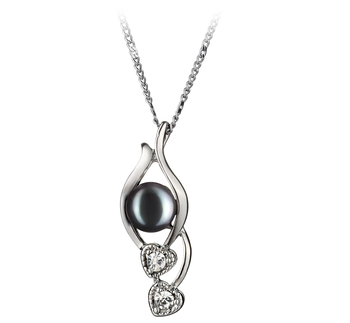 Colgante de perlas Perla de Agua Dulce de calidad AA de 7 a 8mm en color Negro