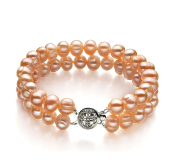Pulsera de perlas Perla de Agua Dulce de calidad A de 6 a 7mm en color Rosa