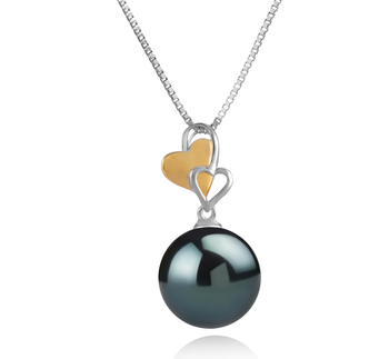 Colgante de perlas Perla Tahití de calidad AAA de 11 a 12mm en color Negro