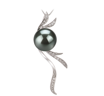 Colgante de perlas Perla Tahití de calidad AAA de 10 a 10.5mm en color Negro