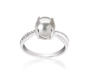 Anillo de perlas Perla de Agua Dulce de calidad AAAA de 7.5 a 8mm en color Blanco