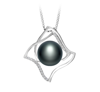 Colgante de perlas Perla de Agua Dulce de calidad AAA de 10 a 11mm en color Negro