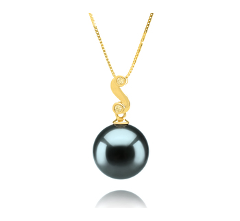 Colgante de perlas Perla Tahití de calidad AAA de 10 a 11mm en color Negro