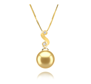 Colgante de perlas Mar del Sur de calidad AAA de 10 a 11mm en color Oro