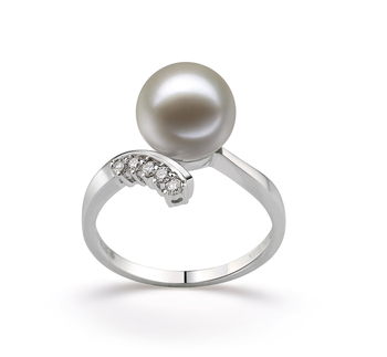 Anillo de perlas Perla de Agua Dulce de calidad AAAA de 9 a 10mm en color Blanco