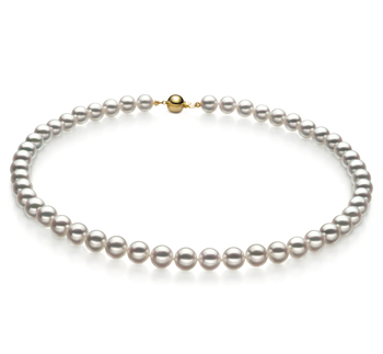 Collar de perlas Perla Akoya Japonesa de calidad Hanadama - AAAA de 7 a 7.5mm en color Blanco