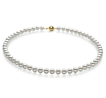 Collar de perlas Perla Akoya Japonesa de calidad Hanadama - AAAA de 6.5 a 7mm en color Blanco