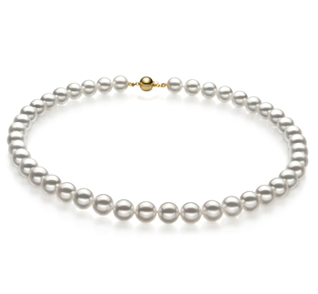 Collar de perlas Perla Akoya Japonesa de calidad Hanadama - AAAA de 8.5 a 9mm en color Blanco