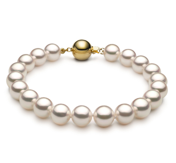 Pulsera de perlas Perla Akoya Japonesa de calidad Hanadama - AAAA de 7.5 a 8mm en color Blanco