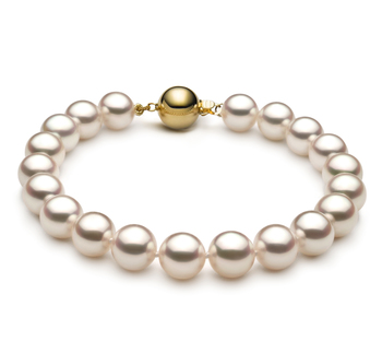 Pulsera de perlas Perla Akoya Japonesa de calidad Hanadama - AAAA de 8.5 a 9mm en color Blanco