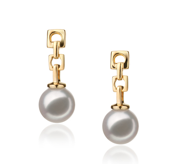 Par de pendientes de perlas Perla Akoya Japonesa de calidad Hanadama - AAAA de 6 a 7mm en color Blanco