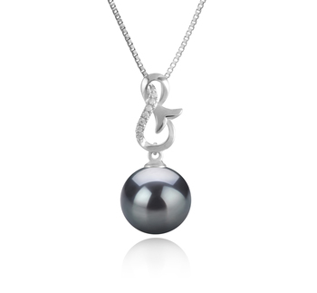 Colgante de perlas Perla Tahití de calidad AAA de 9 a 10mm en color Negro