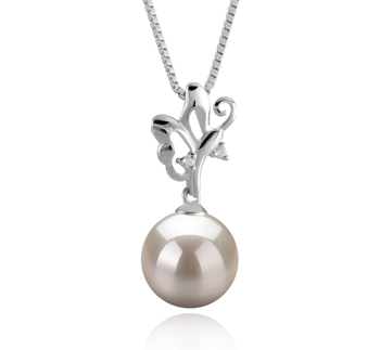 Colgante de perlas Perla de Agua Dulce de calidad AAAA de 9 a 10mm en color Blanco