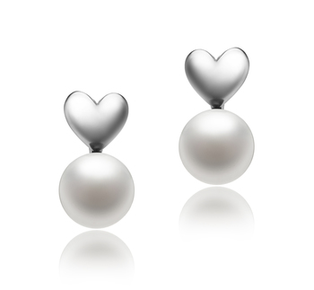 Par de pendientes de perlas Perla de Agua Dulce de calidad AAA de 8 a 9mm en color Blanco