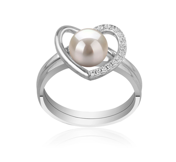 Anillo de perlas Perla de Agua Dulce de calidad AAAA de 6 a 7mm en color Blanco