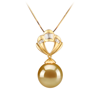 Colgante de perlas Mar del Sur de calidad AAA de 12 a 13mm en color Oro