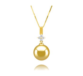 Colgante de perlas Mar del Sur de calidad AAA de 10 a 11mm en color Oro