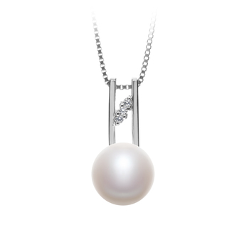 Colgante de perlas Perla de Agua Dulce de calidad AA de 9 a 10mm en color Blanco