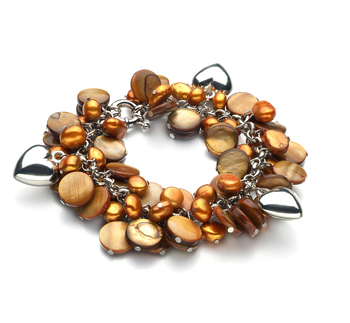 Pulsera de perlas Perla de Agua Dulce de calidad A de 6 a 7mm en color Champán
