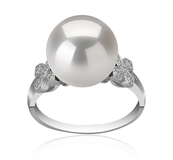Anillo de perlas Perla Agua Dulce - Edison de calidad AA+ de 12 a 13mm en color Blanco