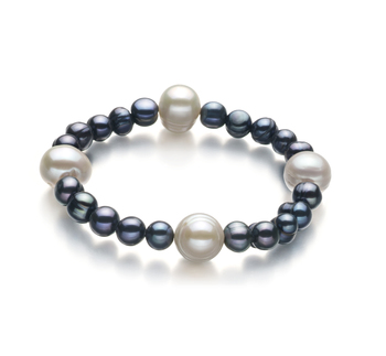 Pulsera de perlas Perla de Agua Dulce de calidad A de 6 a 11mm en color Negro