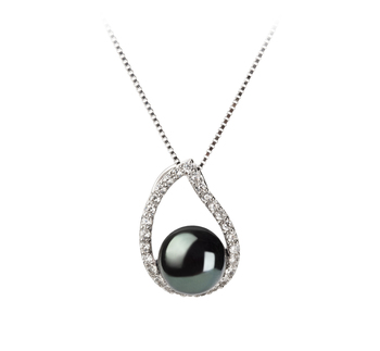 Colgante de perlas Perla de Agua Dulce de calidad AA de 9 a 10mm en color Negro