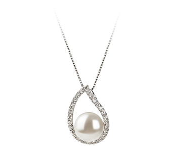Colgante de perlas Perla de Agua Dulce de calidad AA de 9 a 10mm en color Blanco